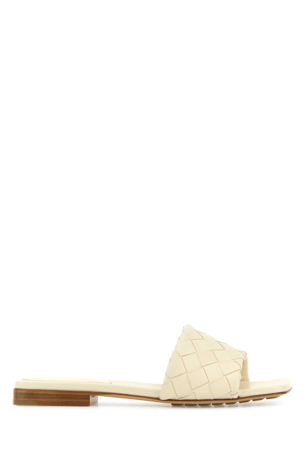 Bottega Veneta Ivory Leather Parco Slippers Size US 8 / IT 38 - 1 Thumbnail
