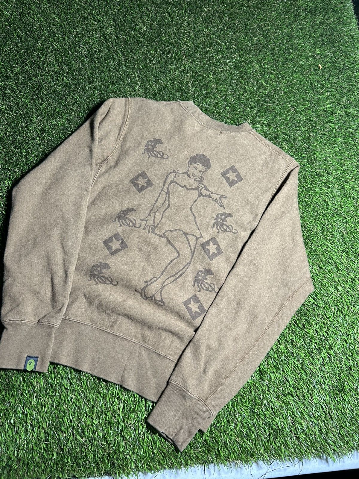 BAPE Pin Up Girl Magic Octopus Brown Crewneck Sweatshirt