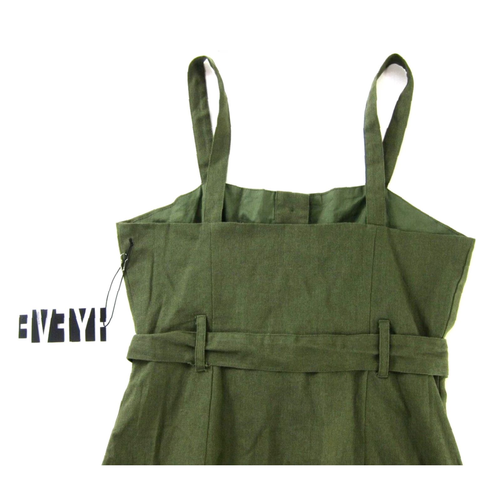 Vintage NWT HYFVE Army Olive Green Linen Cotton Button Down Belted Tank Sun Dress M Size M / US 6-8 / IT 42-44 - 4 Thumbnail