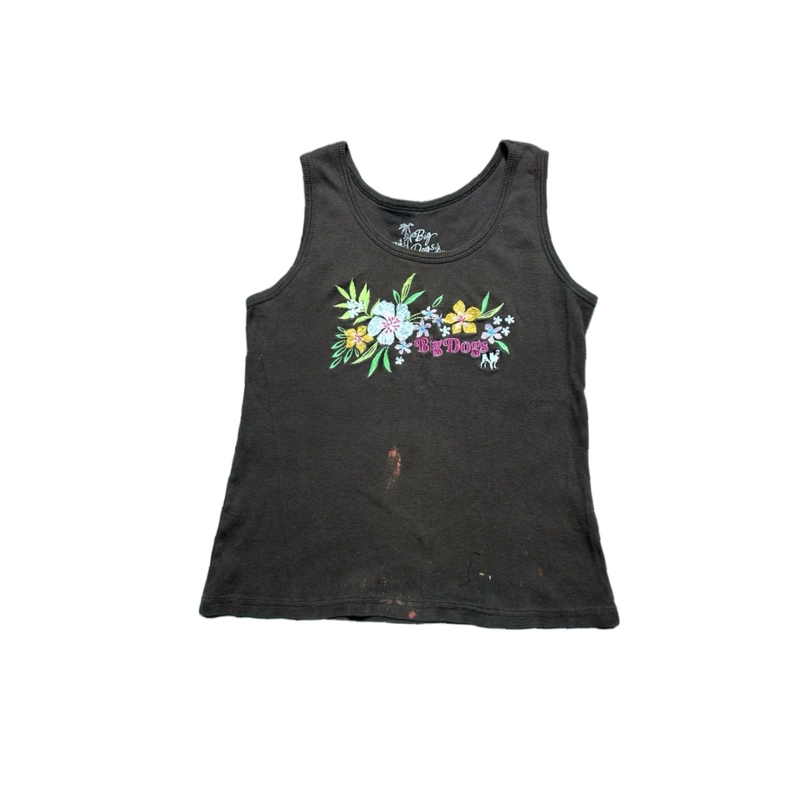 Big Dogs VINTAGE Big Dogs T-Shirt Woman Embroidered Flowers Ribbed Tank Top M Brown Size M / US 6-8 / IT 42-44 - 1 Thumbnail