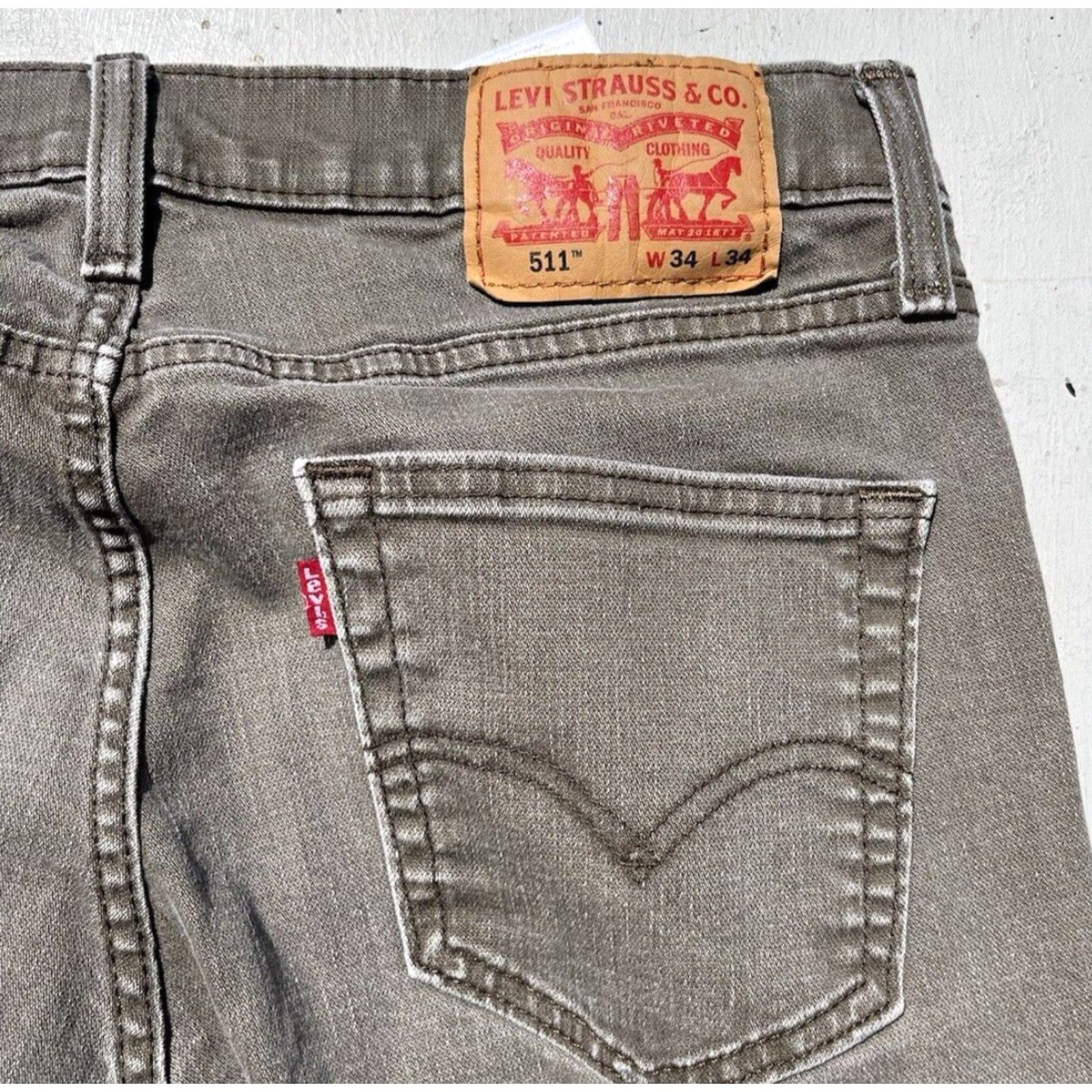 Levi's Levi's 511 Jeans Slim Green 34x34 Men Regular Denim Zip Button Mid Rise 5-Pocket Distressed No Vintage No Size US 34 / EU 50 - 2 Thumbnail