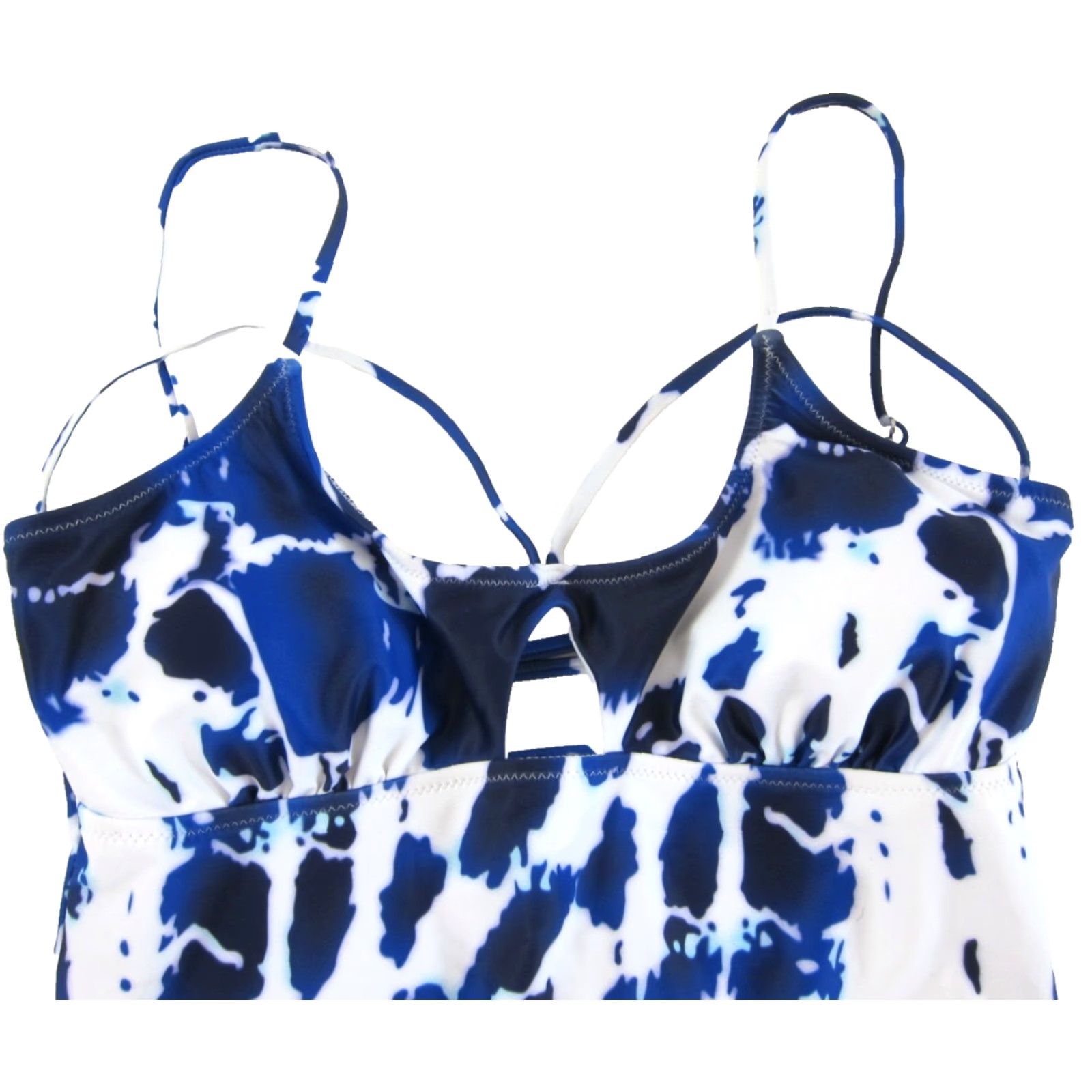 Vintage Cupshe One Piece Swimsuit Women NWT Tie Dye Strappy White Blue XL Size ONE SIZE - 4 Thumbnail