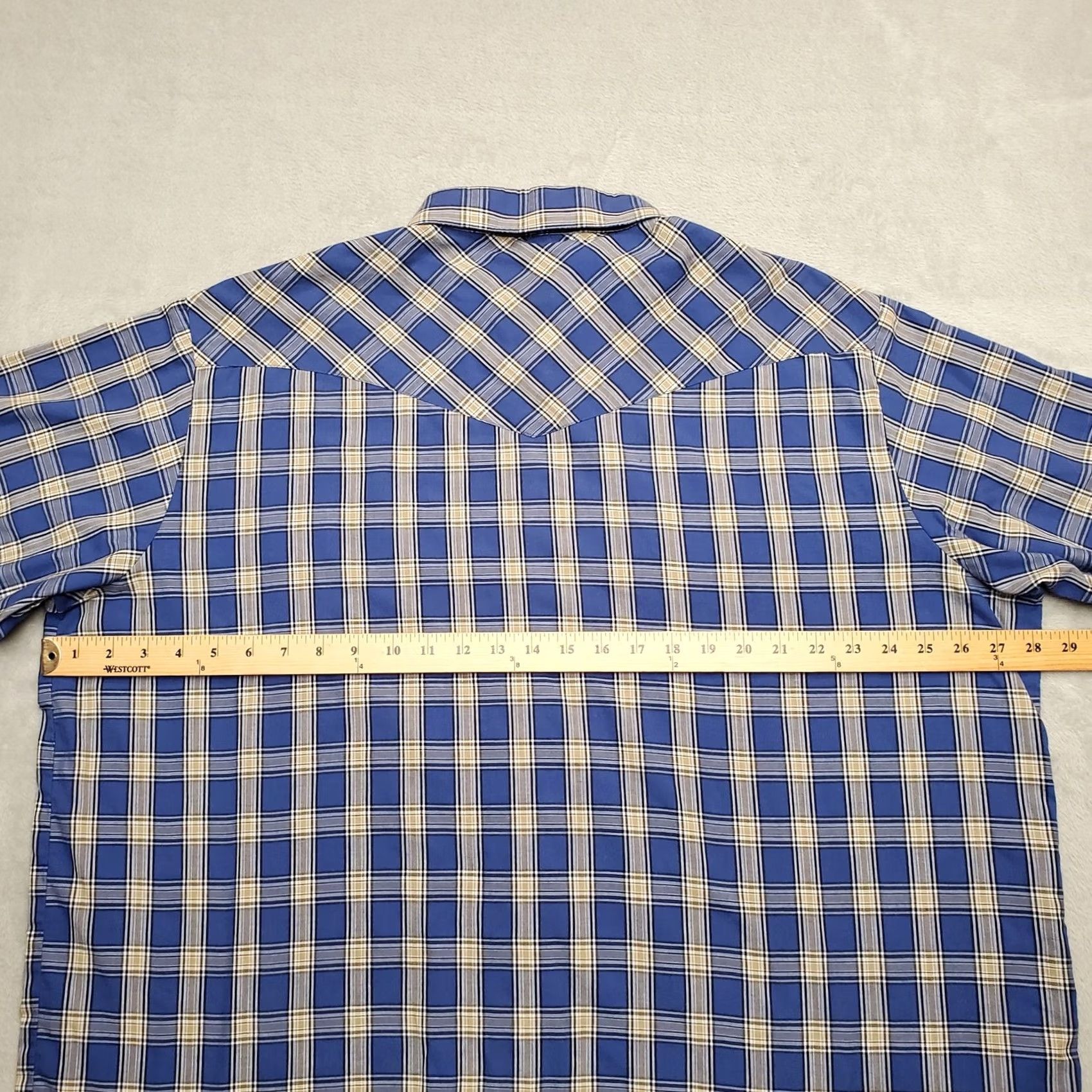 Wrangler Wrangler Shirt Mens 2XL Blue Plaid Pearl Snap Cowboy Western Casual Shirt Mens 2XL Blue Plaid Snap Button-Up Non-Graphic Casual Size US XXL / EU 58 / 5 - 5 Thumbnail