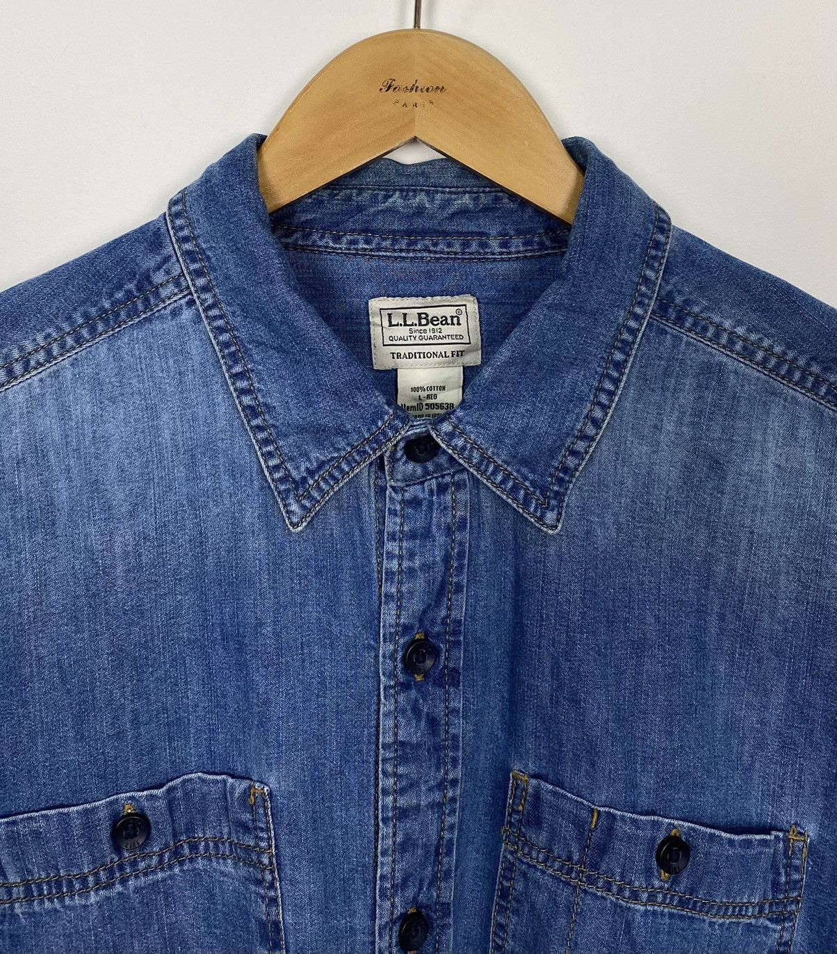 L.L. Bean Vintage L.L. Bean Button Up Denim Shirt Long Sleeve Pockets Size US L / EU 52-54 / 3 - 2 Thumbnail