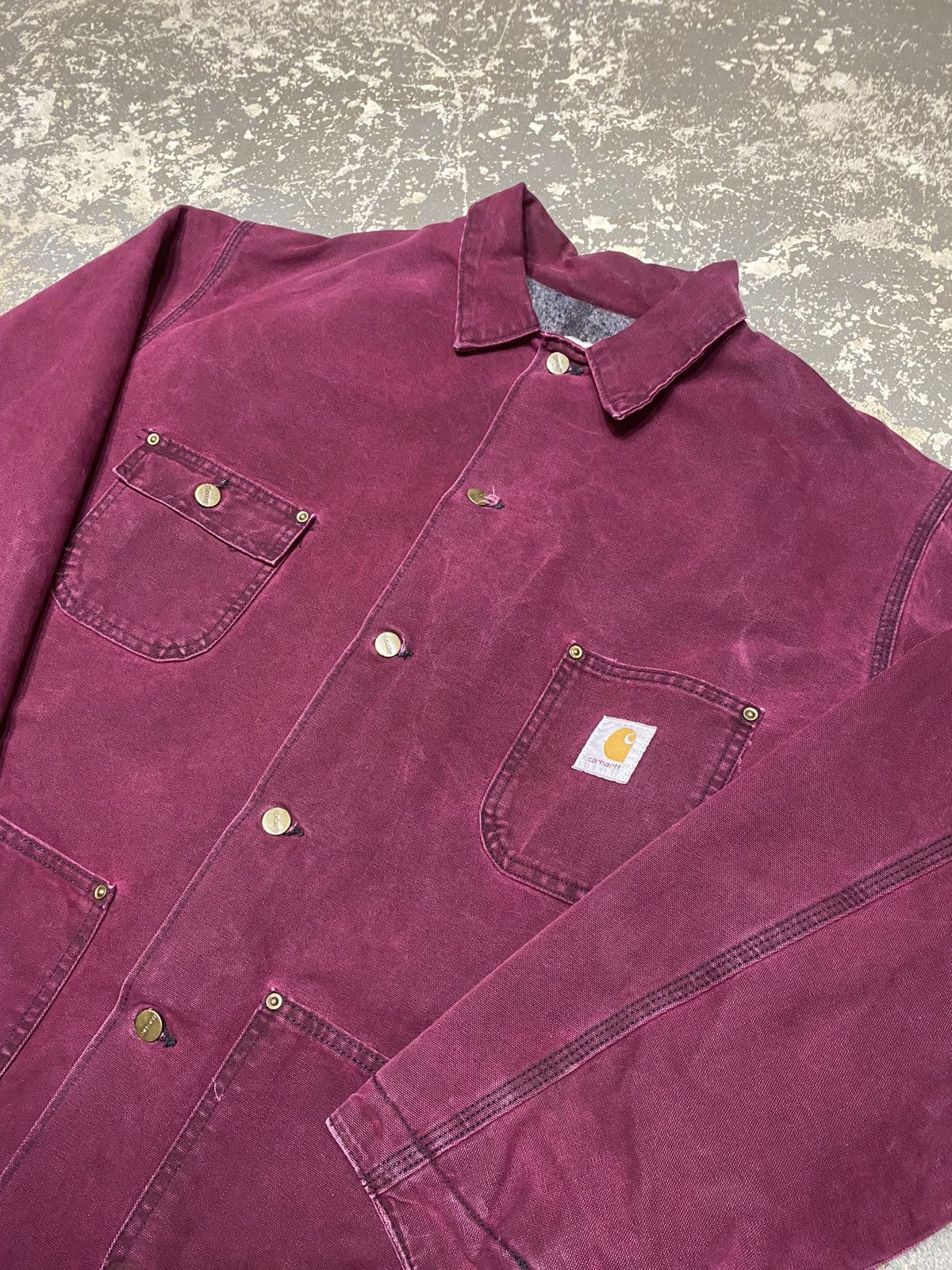 Carhartt × Vintage Vintage Carhartt Plum Purple Blanket Lined Chore Jacket 90s Size US XL / EU 56 / 4 - 14 Thumbnail
