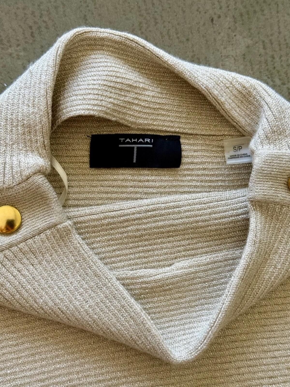 Other Tahari / Ribbed Mock Neck Sweater / Cream Gold Size S / US 4 / IT 40 - 7 Thumbnail