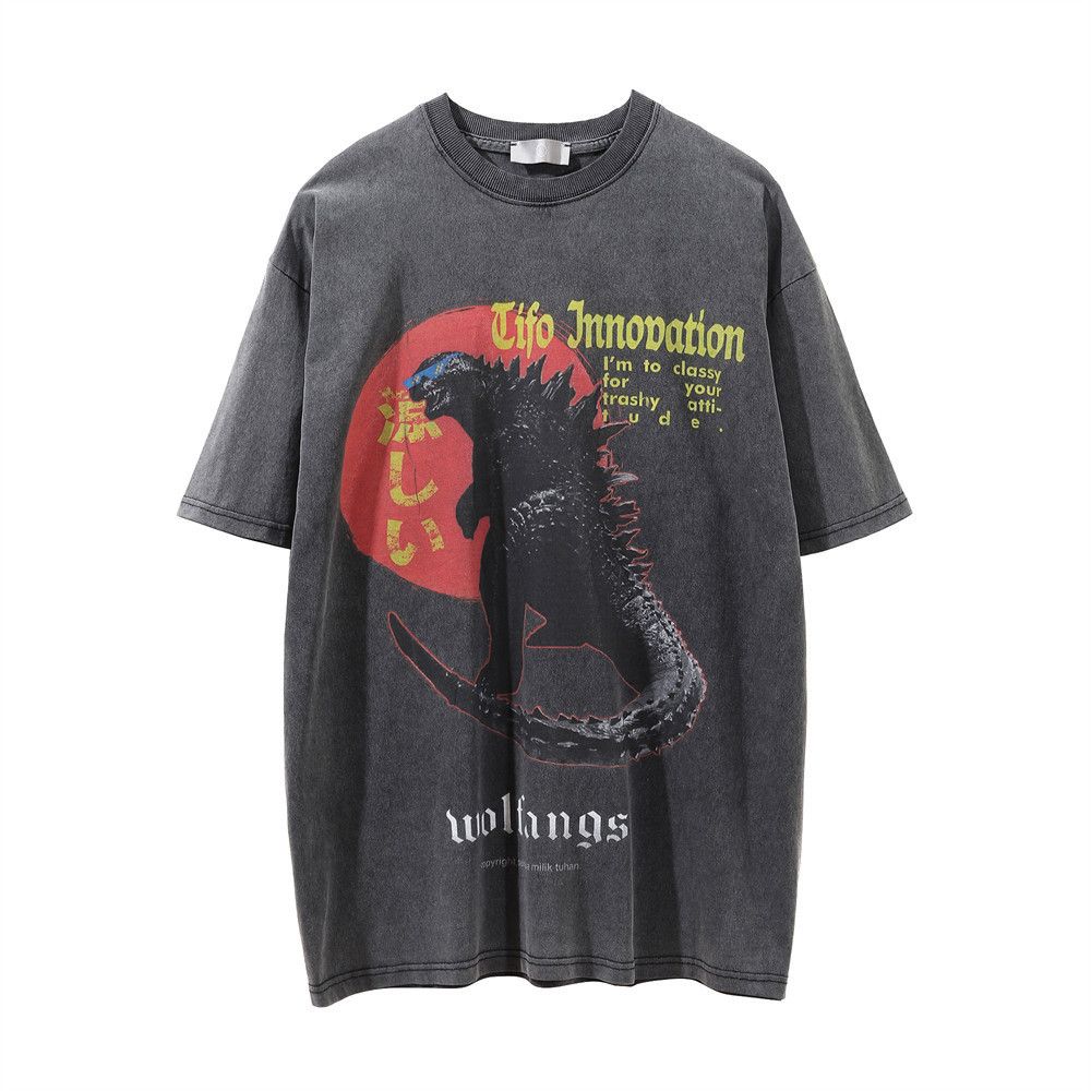 Japanese Brand × Vintage Men's street distressed round neck dinosaur print T-shirt Size US M / EU 48-50 / 2 - 1 Thumbnail