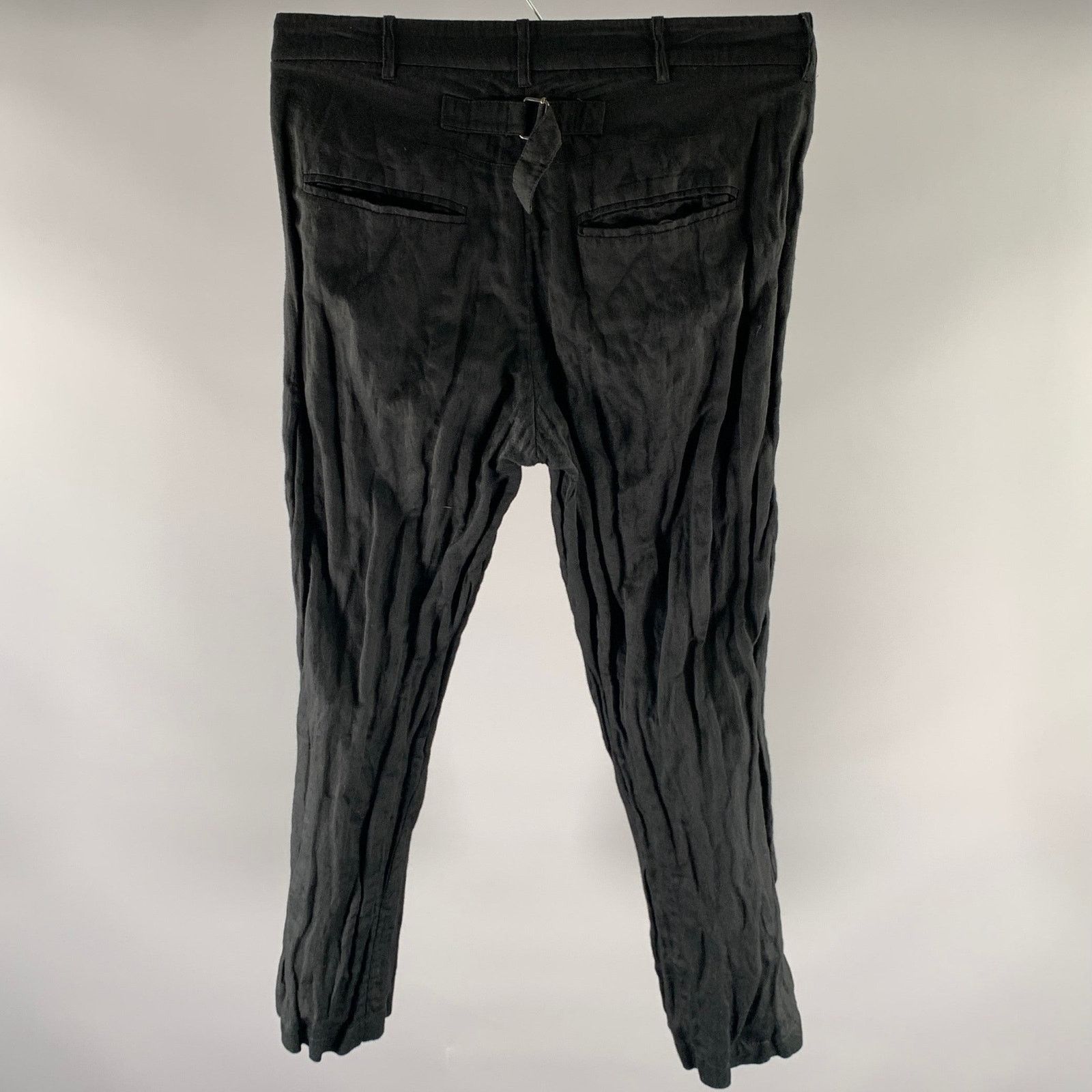 Ann Demeulemeester ANN DEMEULEMEESTER Black Wrinkled Rayon Cotton Casual Pants Size 27" / US 4 / IT 40 - 2 Thumbnail