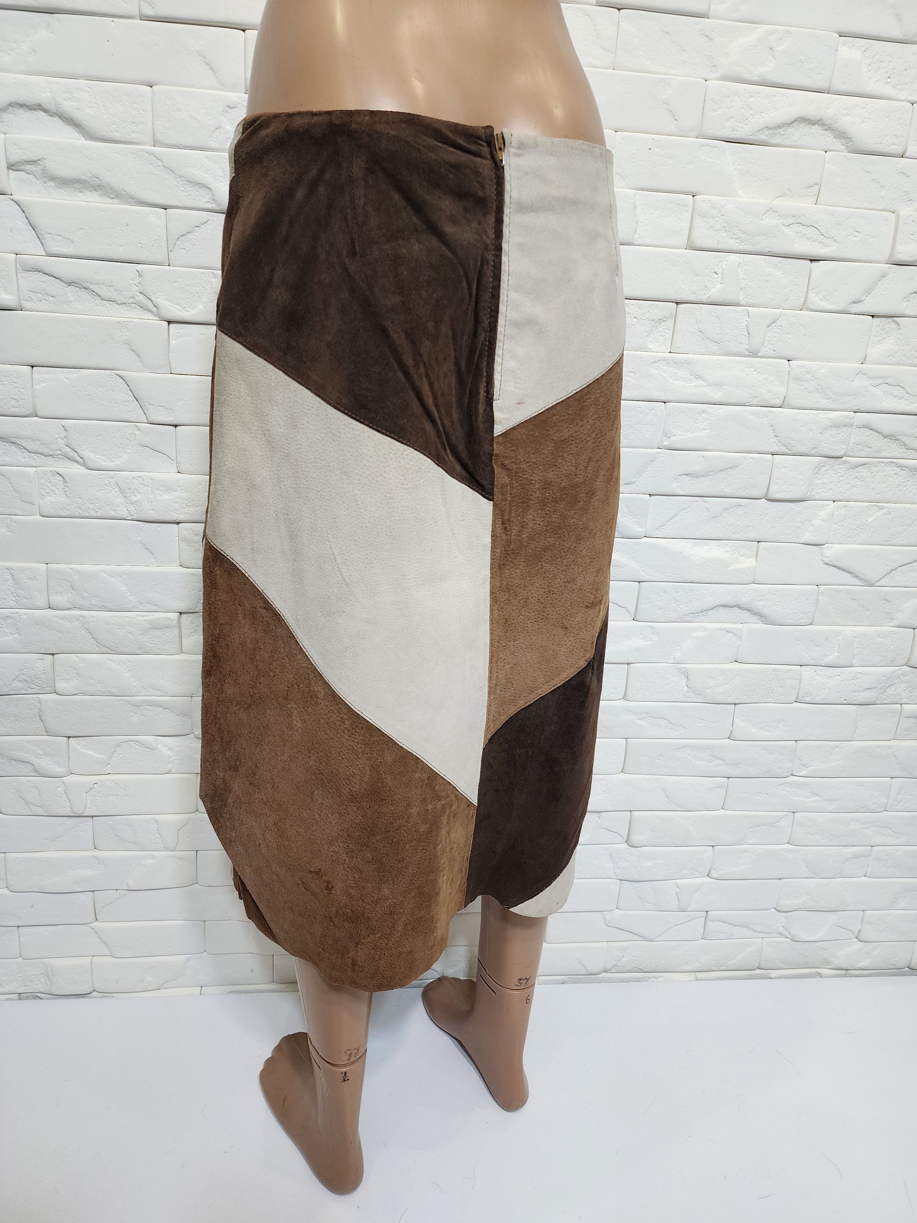 Genuine Leather Brown Suede Leather Skirt: 31" Waist Size 31" - 5 Thumbnail