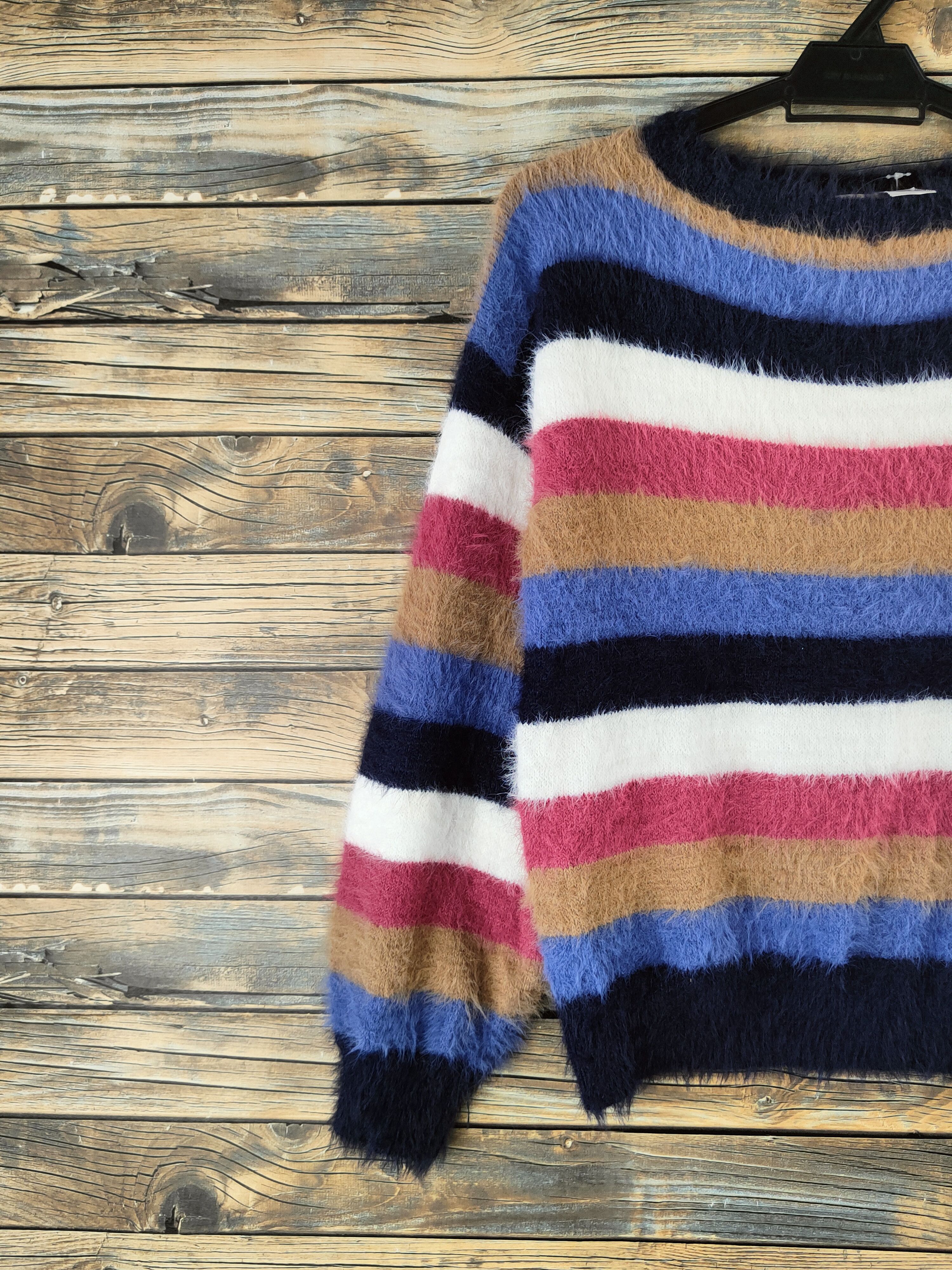 Japanese Brand DL Anap mimpi Mix color Fur Mohair Knitwear #46-990 Size M / US 6-8 / IT 42-44 - 3 Thumbnail