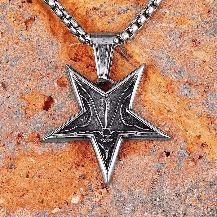 Jewelry Demon Pentagram Skull Pendant Necklace Size ONE SIZE - 4 Thumbnail