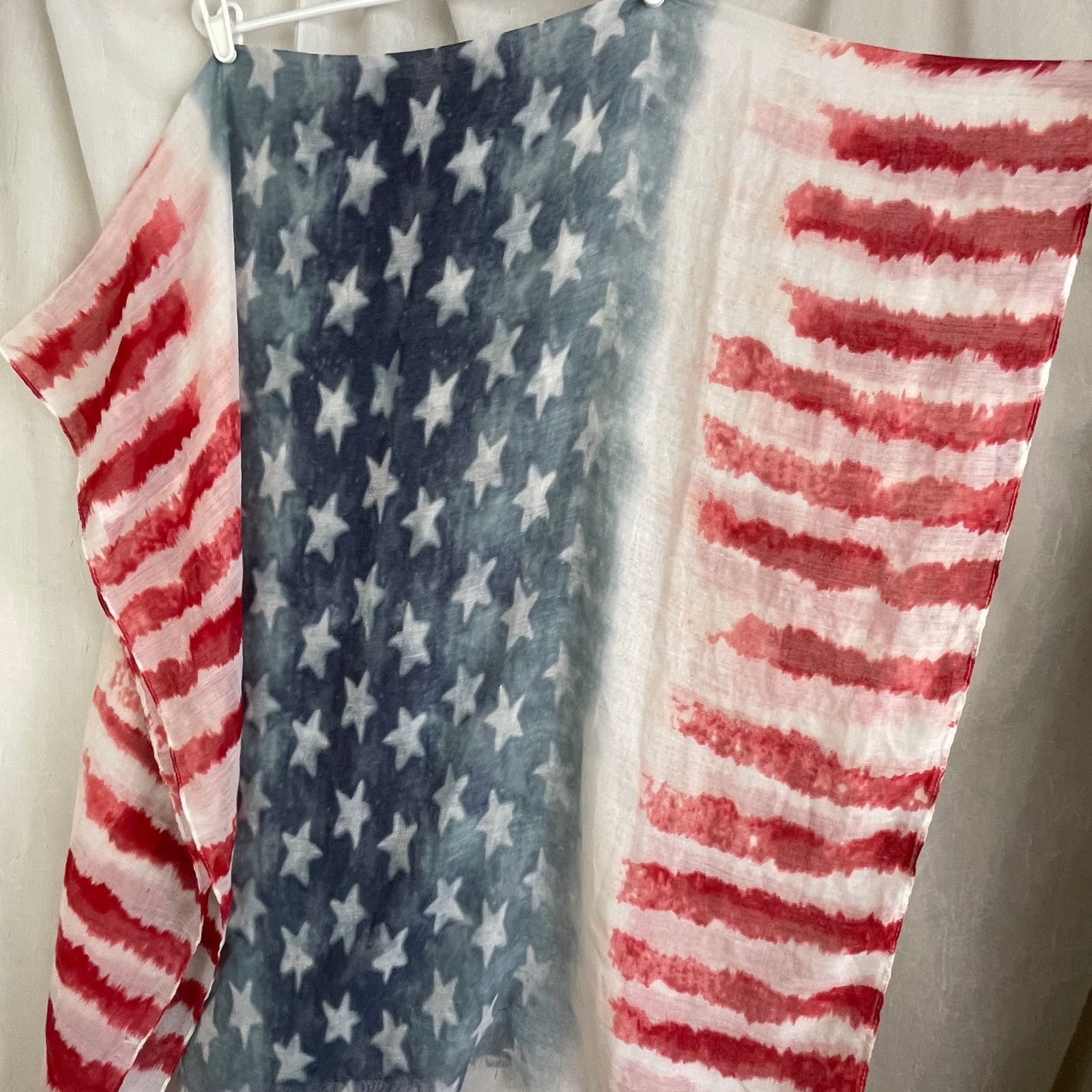 Other American Flag Sheer Scarf Raw Edge USA 4th of July Patriotic Size ONE SIZE - 18 Thumbnail