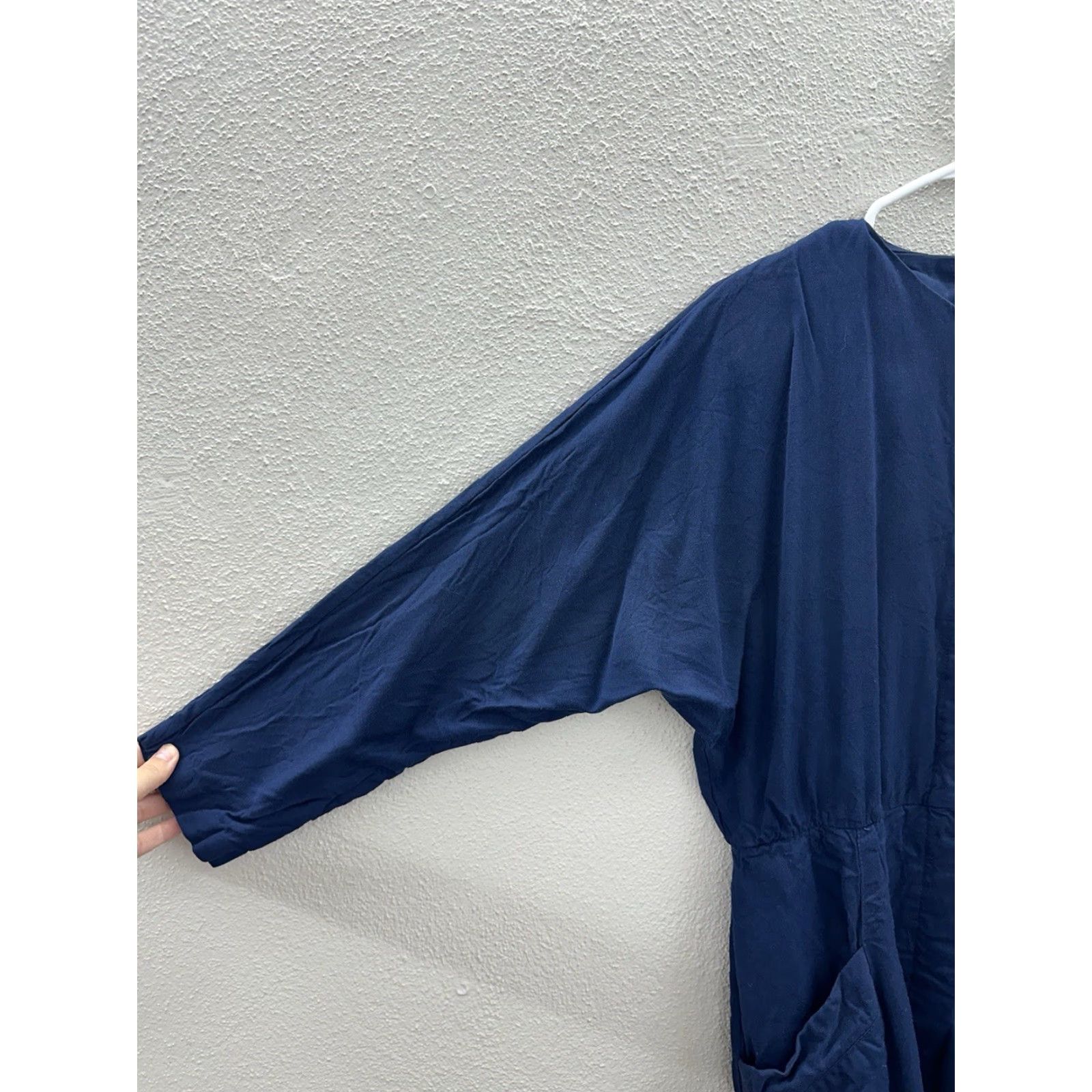 Vintage VINTAGE Studio Womens Dress 12 Navy Blue Knee Length Long Sleeve Hidden Button Up Solid 70s 80s 90s Casual Workwear Womens Size XL / US 12-14 / IT 48-50 - 2 Thumbnail