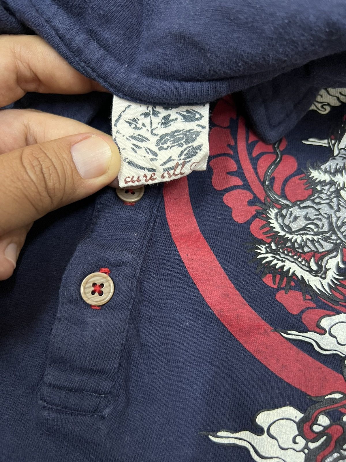 Other Dragon Red Circular Pattern Floral Motif Art Polo Shirt Size US M / EU 48-50 / 2 - 7 Thumbnail
