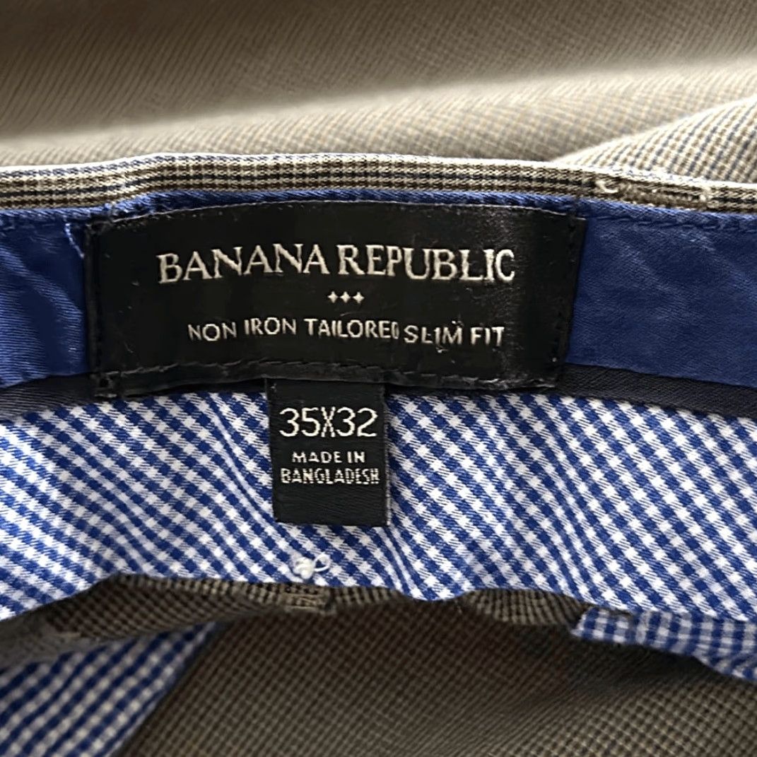 Banana Republic Banana Republic Non Iron Tailored Slim Fit Pants 35x32 Brown Tan Dress Pants Men Slim Chino 32 Inseam Mens Size US 35 - 6 Thumbnail