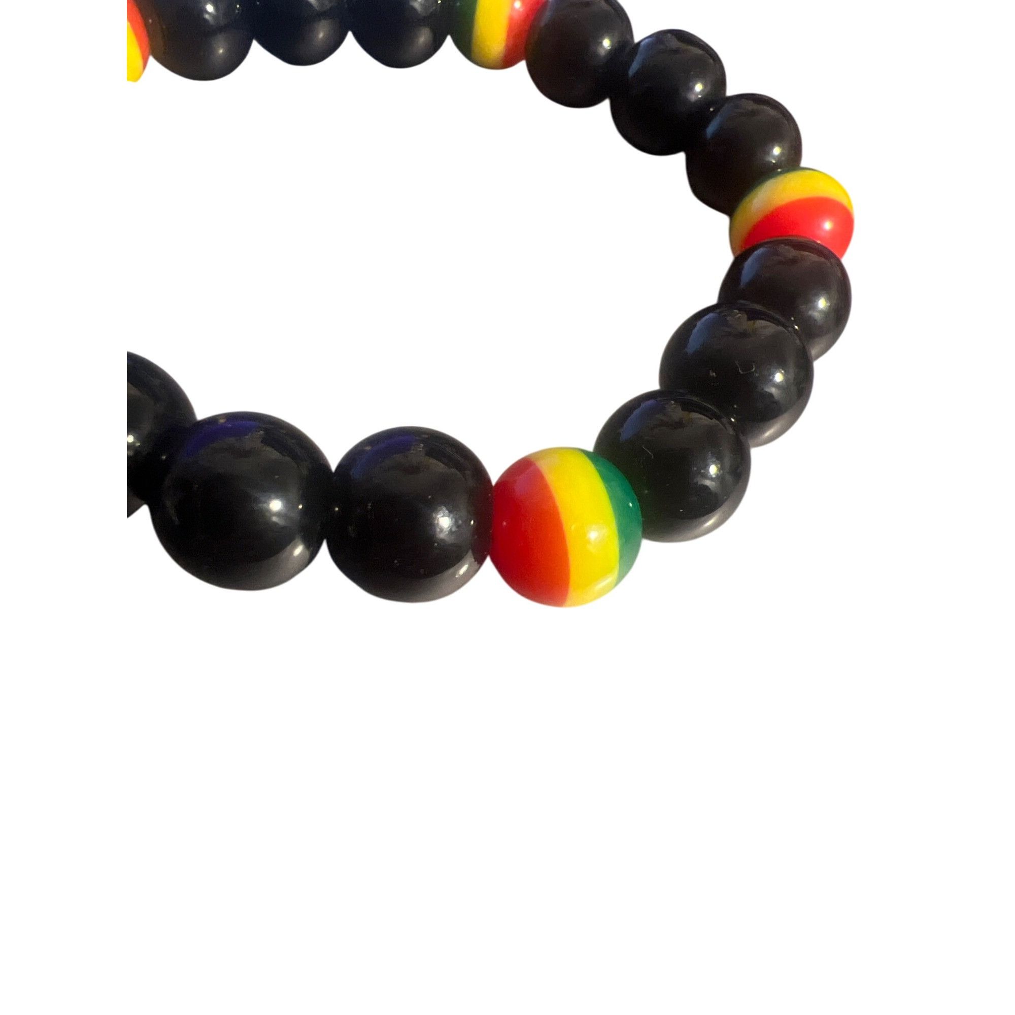 Other Glass Bead Rasta Stretch Bracelet Black Red Yellow Green 22. Size ONE SIZE - 2 Thumbnail