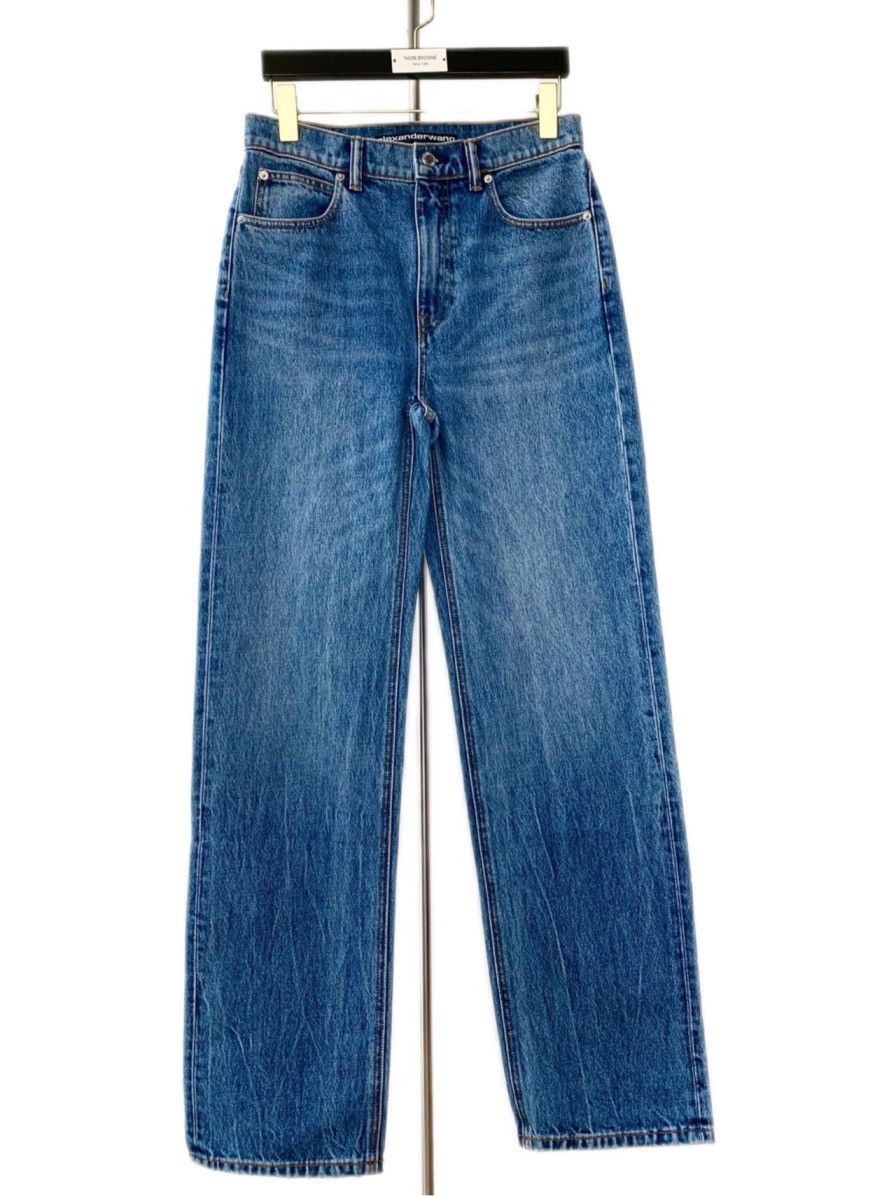 Alexander Wang Alexander Wang Women's Leather Logo Denim Pants K26WX Size 27" / US 4 / IT 40 - 1 Thumbnail