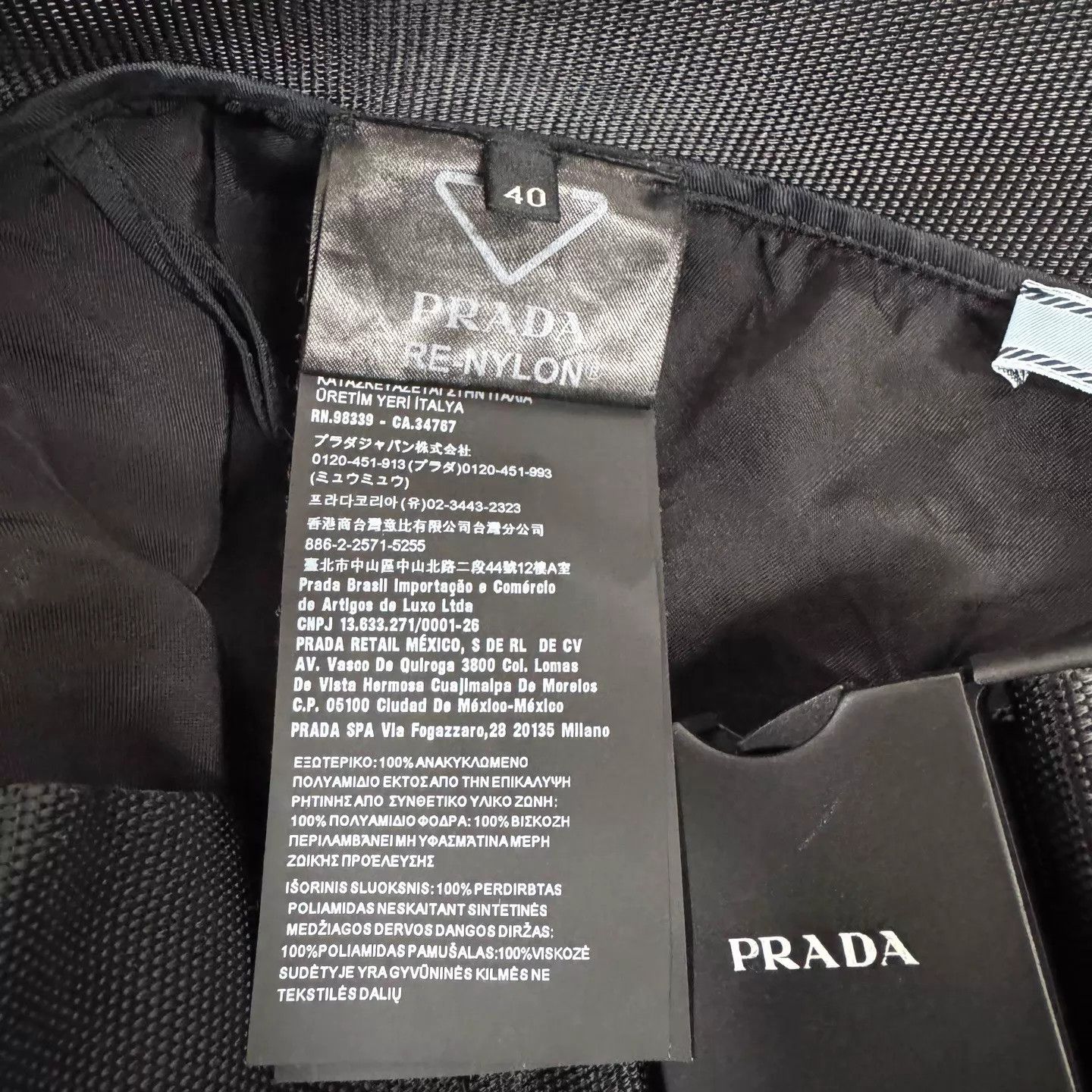Prada Prada A-line Skirt Black Tri Logo Recycled Nylon 40 Size 27" / US 4 / IT 40 - 7 Thumbnail