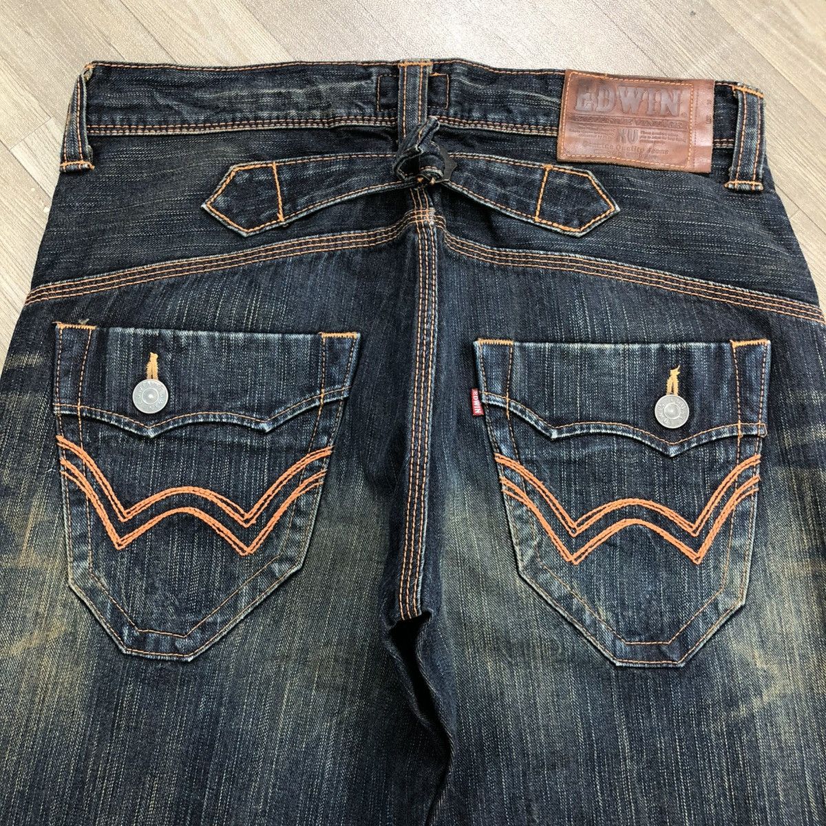 Edwin × If Six Was Nine × Japanese Brand 🇯🇵 2000s Edwin 503 Faded Lgb Goa Buckle Back Flared Jeans Size US 32 / EU 48 - 15 Thumbnail