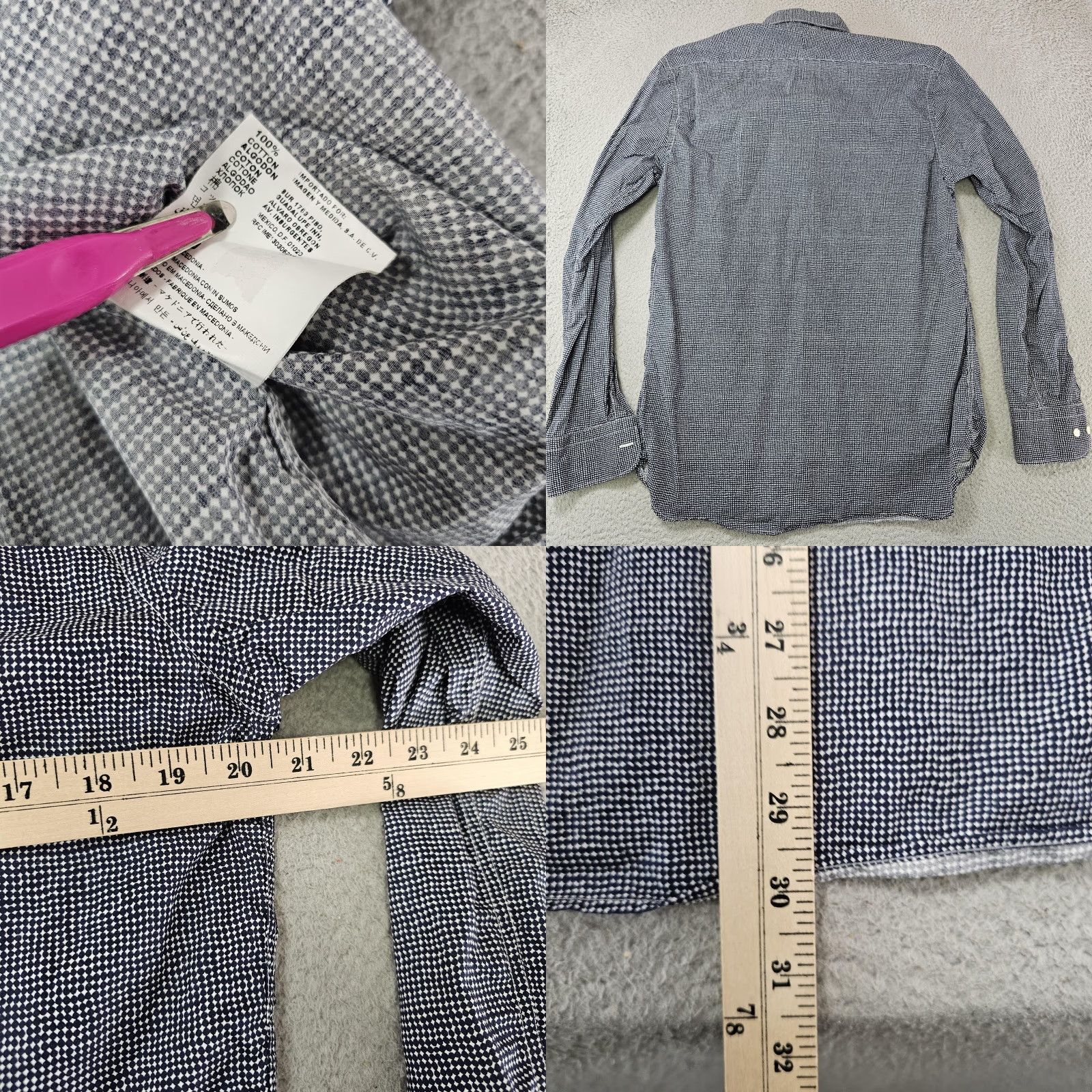 Suitsupply Suitsupply Shirt Mens 40 15 3/4 Blue White Geometric Button Down Long Sleeve Dress Shirt Mens Regular Blue Geometric 100% Cotton Mens Size US L / EU 52-54 / 3 - 8 Thumbnail