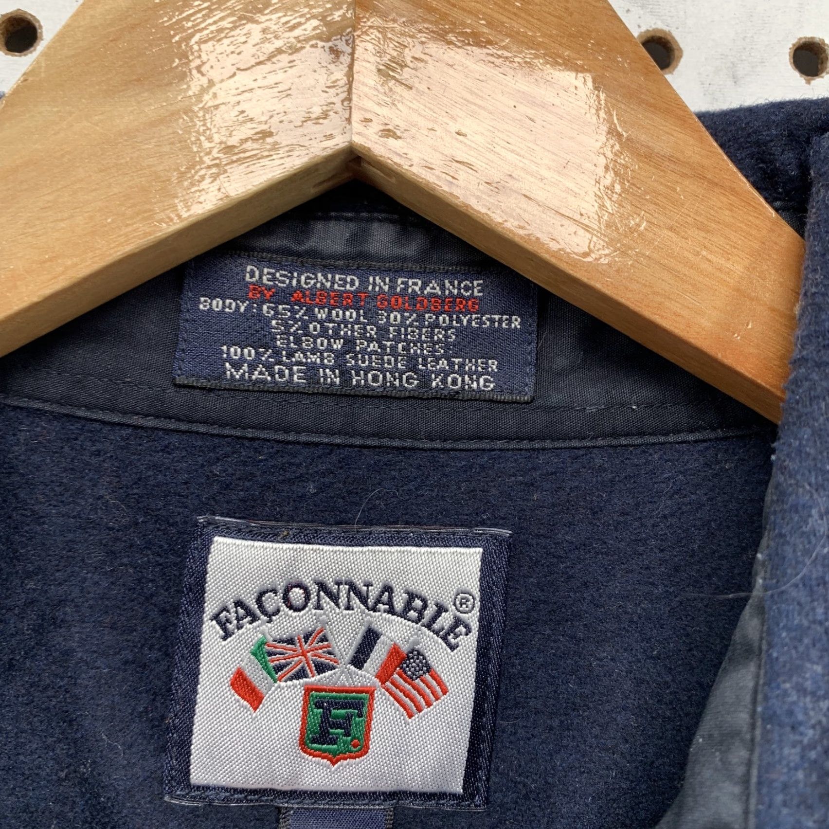 Faconnable VINTAGE Faconnable Plaid Wool Button-Up Shirt Mens M Blue Elbow Patches Leather Size US M / EU 48-50 / 2 - 3 Thumbnail