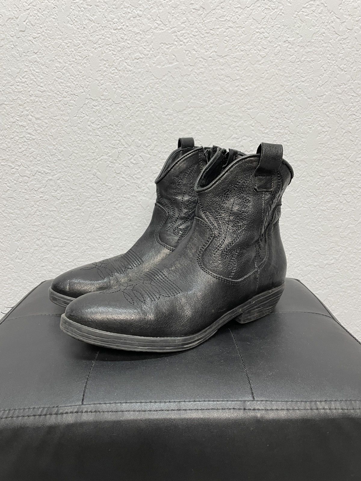 If Six Was Nine Vintage 90s Leather Biker Cowboy Boots Western shoes AS98 Size US 8 / IT 38 - 4 Thumbnail