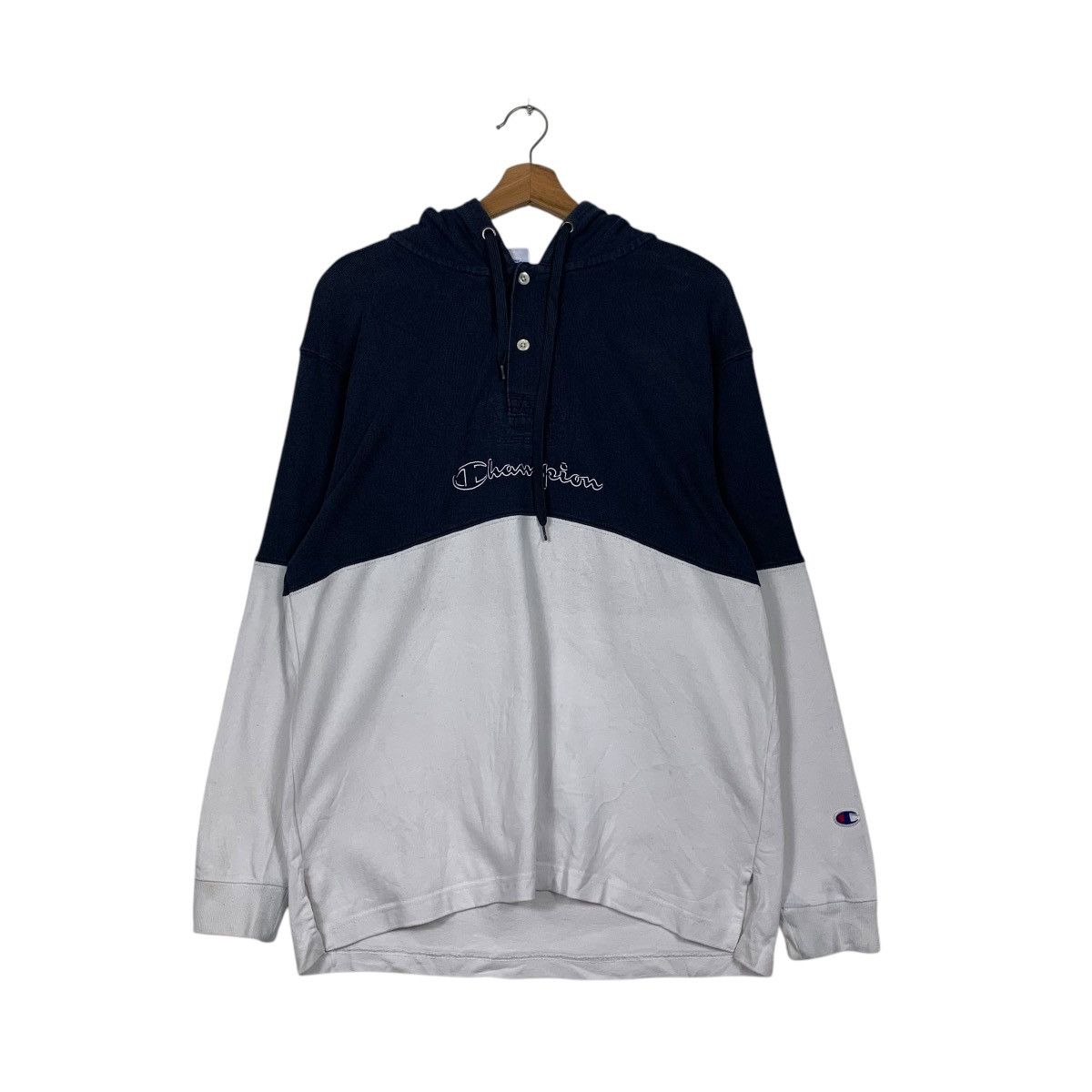 Champion CHAMPION Center Logo Half Button Pullover Hoodie #2429-C109 Size US M / EU 48-50 / 2 - 10 Thumbnail