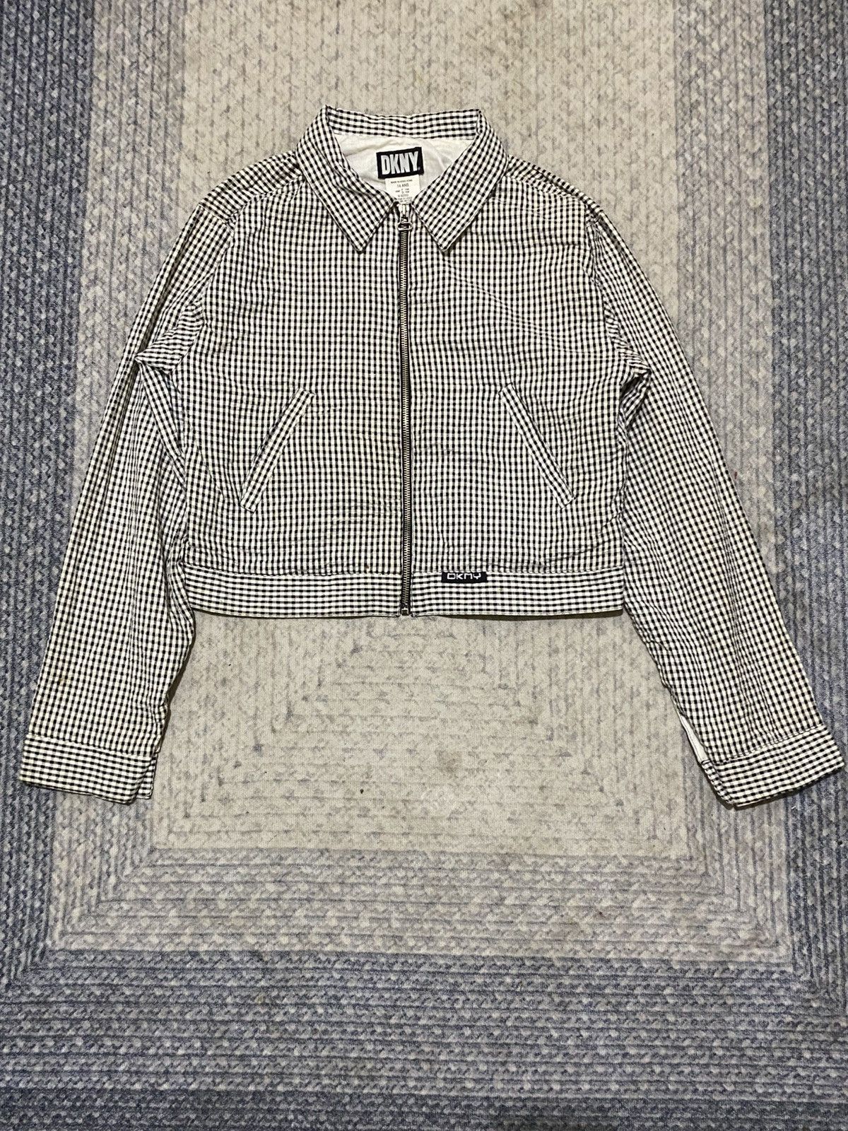 DKNY × Donna Karan × Vintage VINTAGE 90s DKNY CROPPED PLAID JACKET Size M / US 6-8 / IT 42-44 - 1 Thumbnail