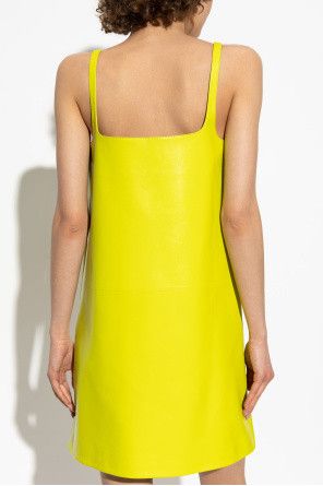 Gucci o1la5ras0526 Shiny Leather Mini A-Line Dress in Yellow Size S / US 4 / IT 40 - 4 Thumbnail