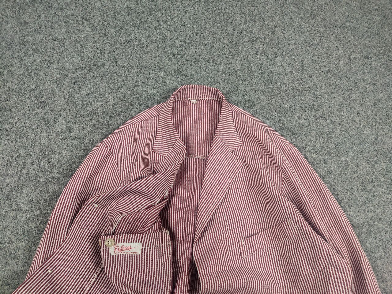 Vintage Vintage 70's Febvay Thin red stripe French Work Jacket Size US L / EU 52-54 / 3 - 4 Thumbnail