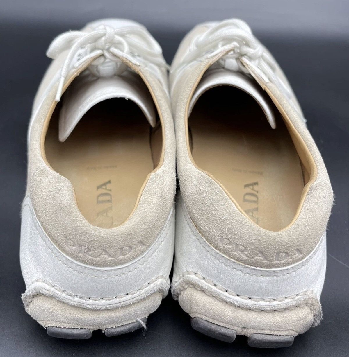Prada Prada White & Cream Suede Leather Driving Sneakers Size 10 Size US 10 / EU 43 - 10 Thumbnail