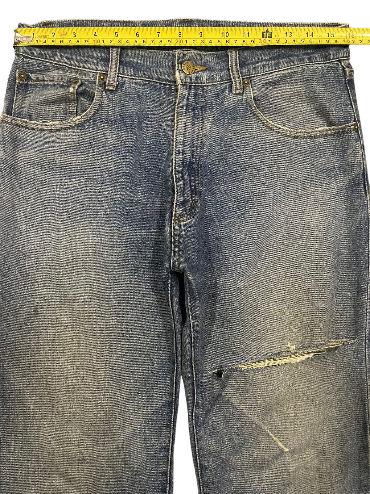 Hanes Vintage 90s Hanes Blue Wash Distress Baggy Jeans Size US 31 - 10 Thumbnail