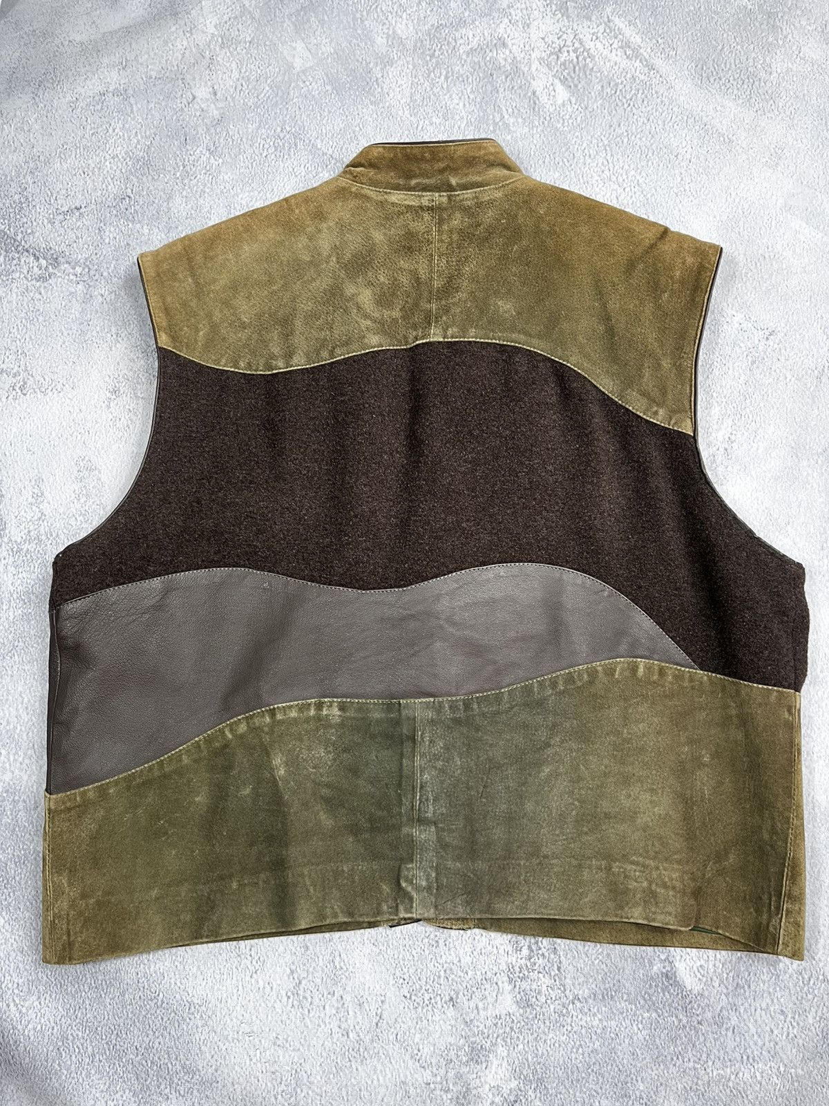 Japanese Brand × Leather × Vintage Vintage 90s leather/wool vest retro style streetwear Size US XL / EU 56 / 4 - 7 Thumbnail