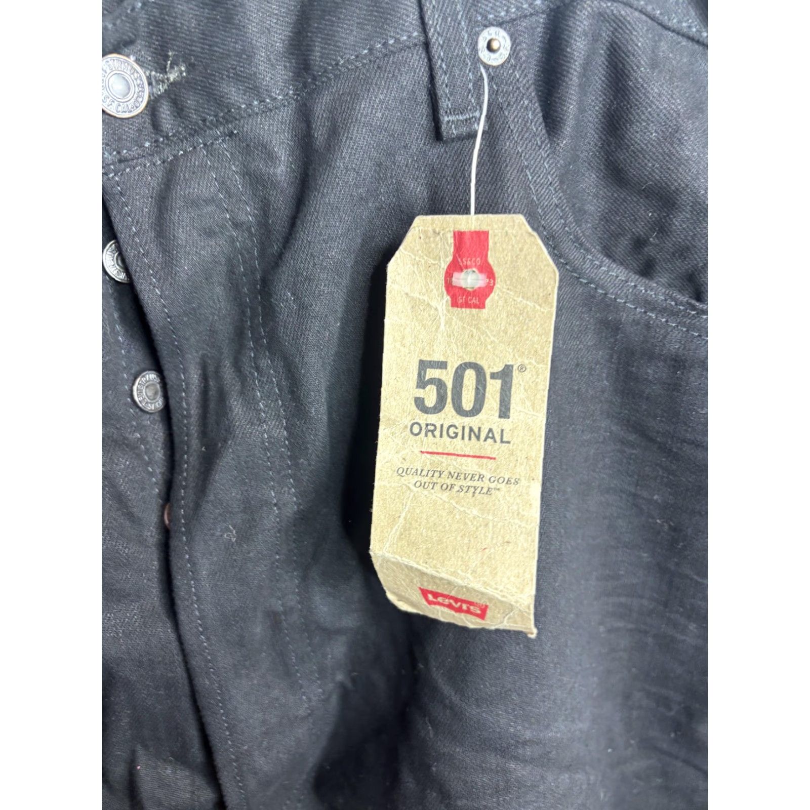 Levi's Levi's 501 Original Jeans Mens 42x30 Black High Rise Straight Button Fly Denim Size US 42 / EU 58 - 4 Thumbnail