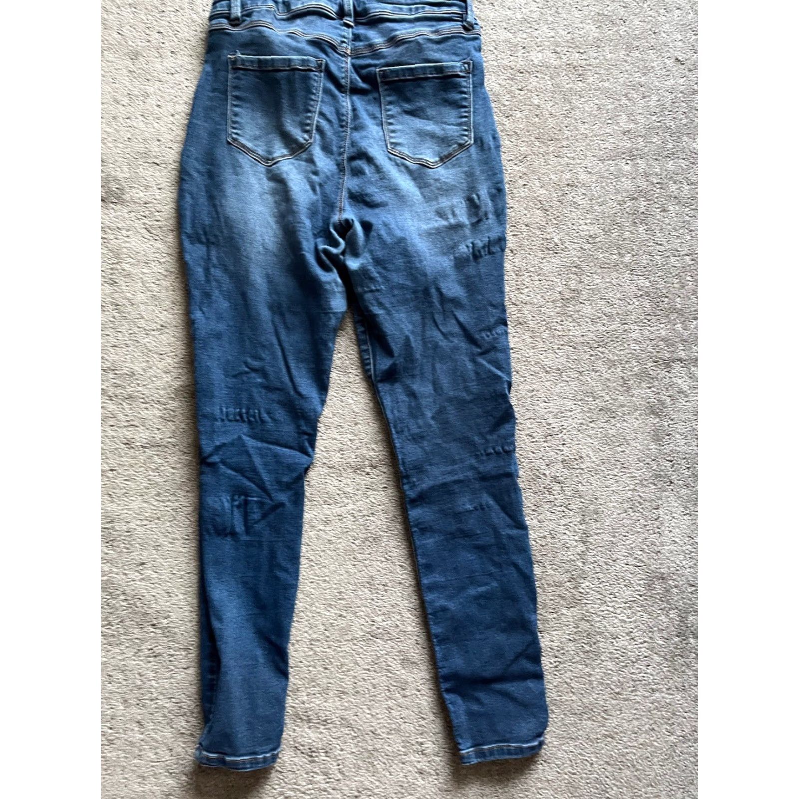 Vintage D.Jeans Womens Jeans Skinny Mid Rise Stretch Cotton Blend Solid Blue 12 Regular Belt Loops 5-Pocket Denim Size 34" / US 12 / IT 48 - 3 Thumbnail
