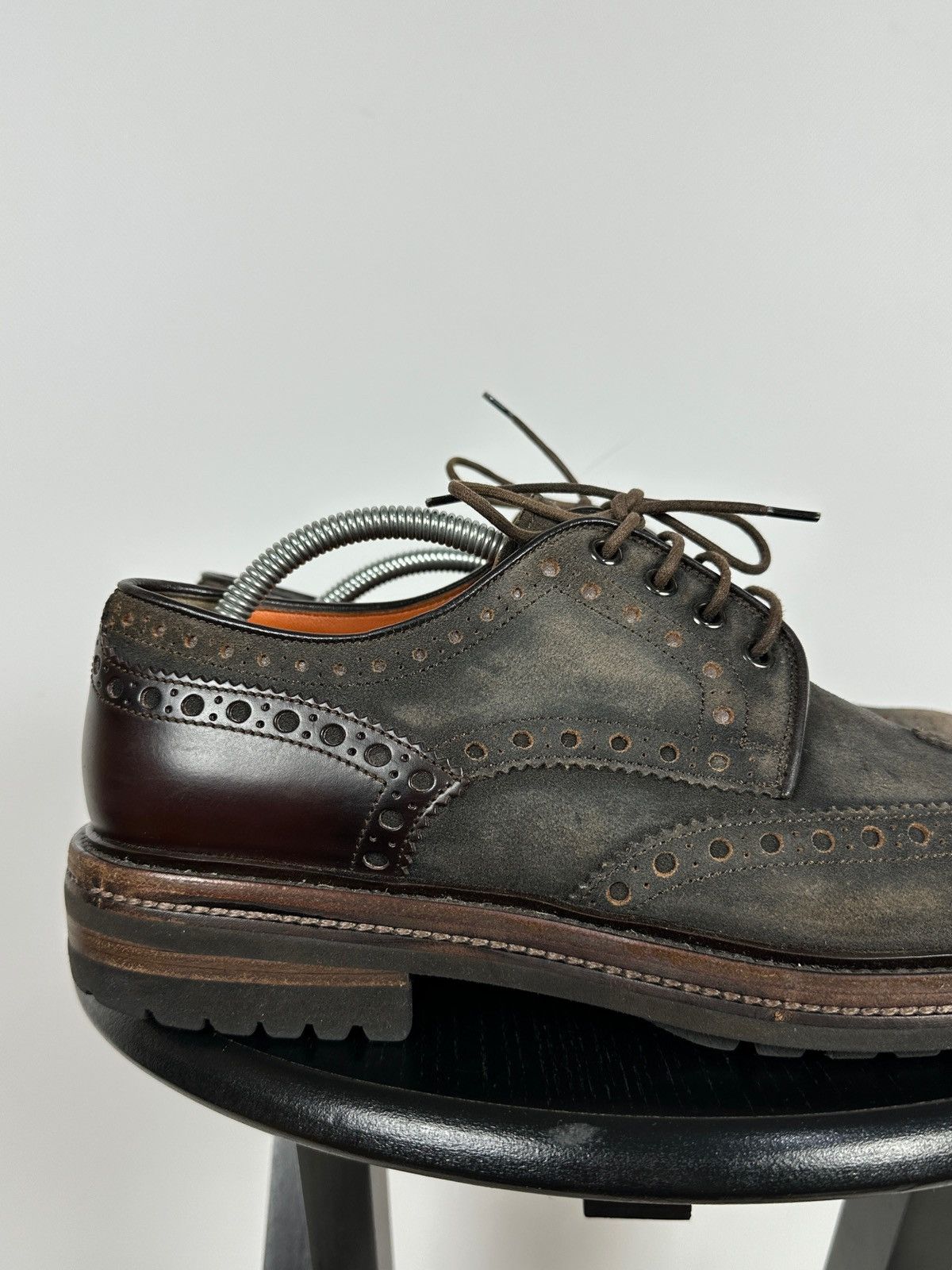 Santoni Santoni Wingtip Brogue Brown Suede Leather Shoes Size US 9.5 / EU 42-43 - 16 Thumbnail