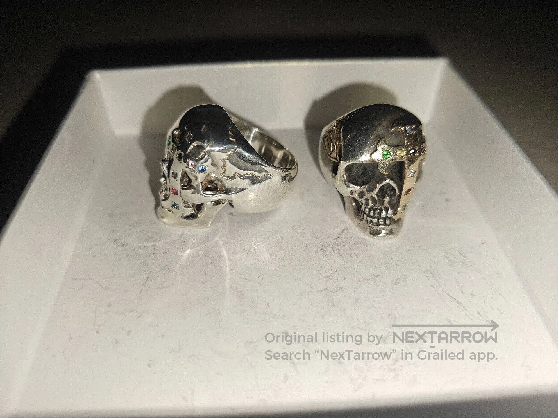 Number (N)ine Number (n)ine x Magical Design Skull Silver Cross Ring. Size ONE SIZE - 3 Thumbnail
