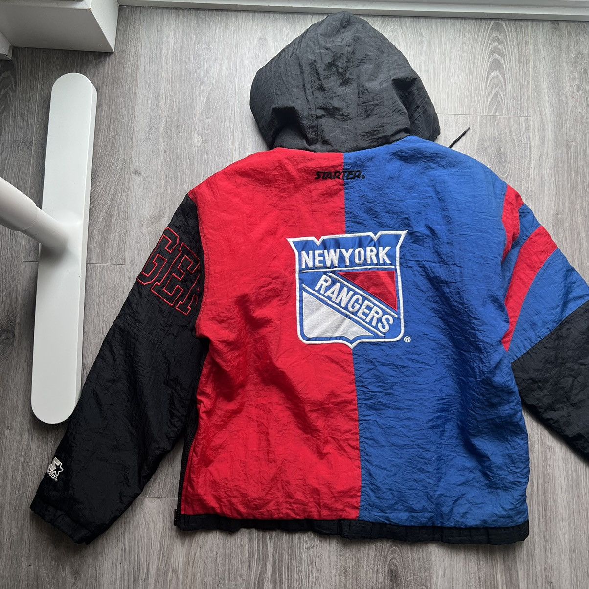 image of New York Rangers Starter Jacket Split in Blue, Men's (Size Medium)