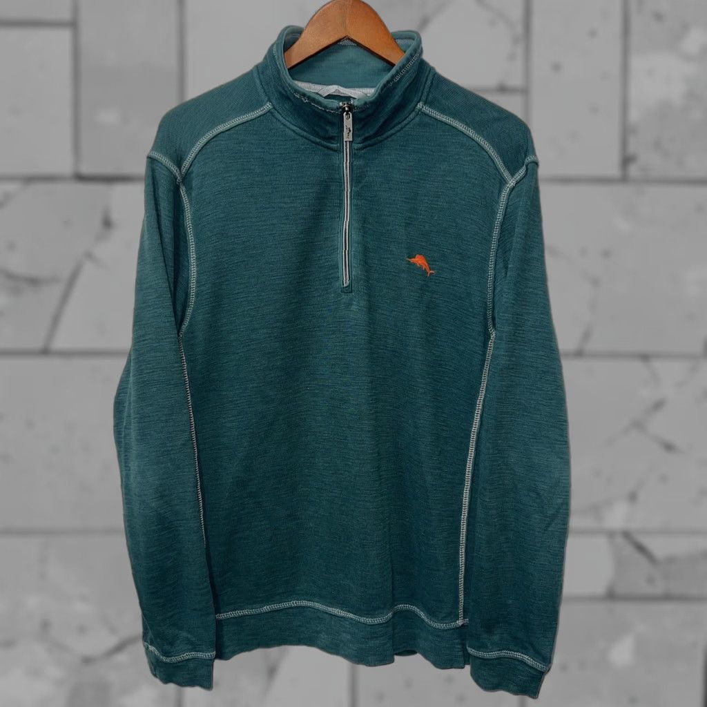 Tommy Bahama VINTAGE Tommy Bahama Blue Half Zip Pullover Mens M Sweater Pullover Blue M Mens Size US M / EU 48-50 / 2 - 1 Thumbnail