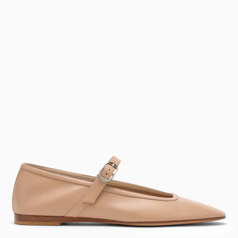 image of Le Monde Beryl Beige Leather Mary Jane Ballerina Shoes, Women's (Size 6)