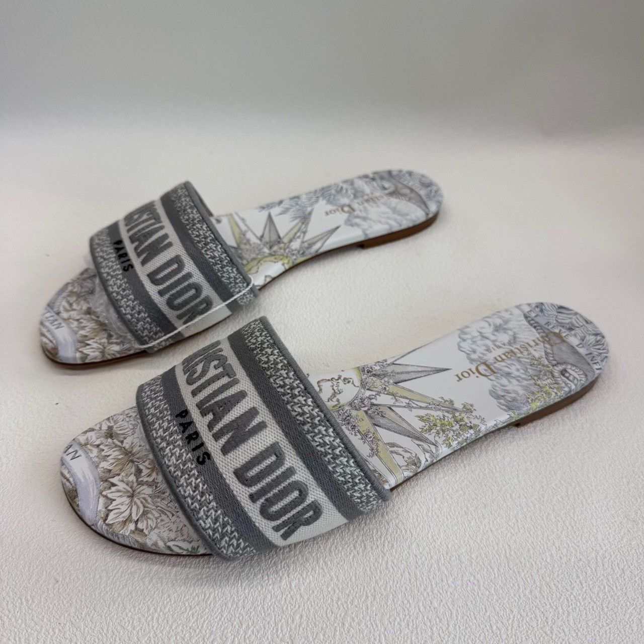 Dior Dior Embroidered Gray Sandals us_9 Women Size US 9 / IT 39 - 1 Thumbnail