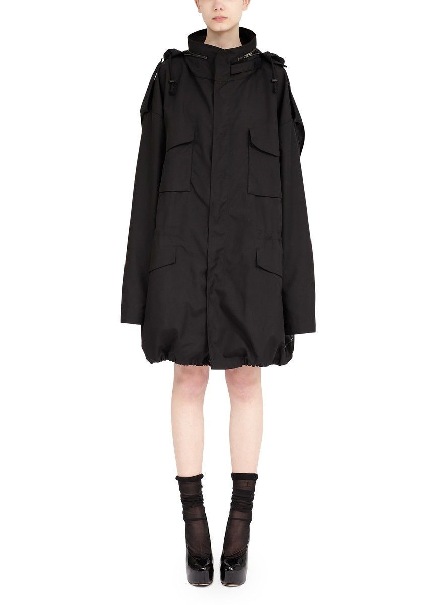 Maison Margiela oc11z1025 Concealed-Hood Parka Coat in Black Size M / US 6-8 / IT 42-44 - 1 Thumbnail