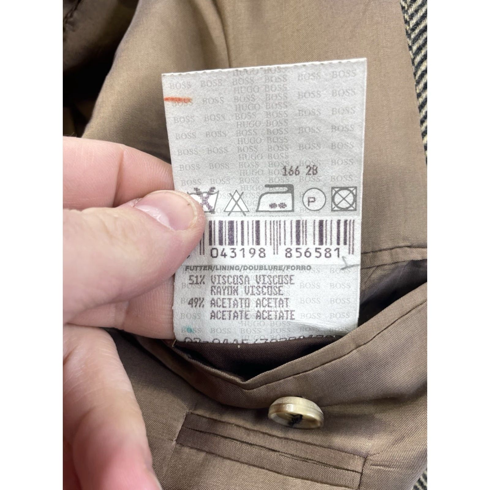 Hugo Boss VINTAGE Hugo Boss Mason Sport Coat Men 44R Brown Herringbone Wool Blazer Jacket Size 44R - 5 Thumbnail