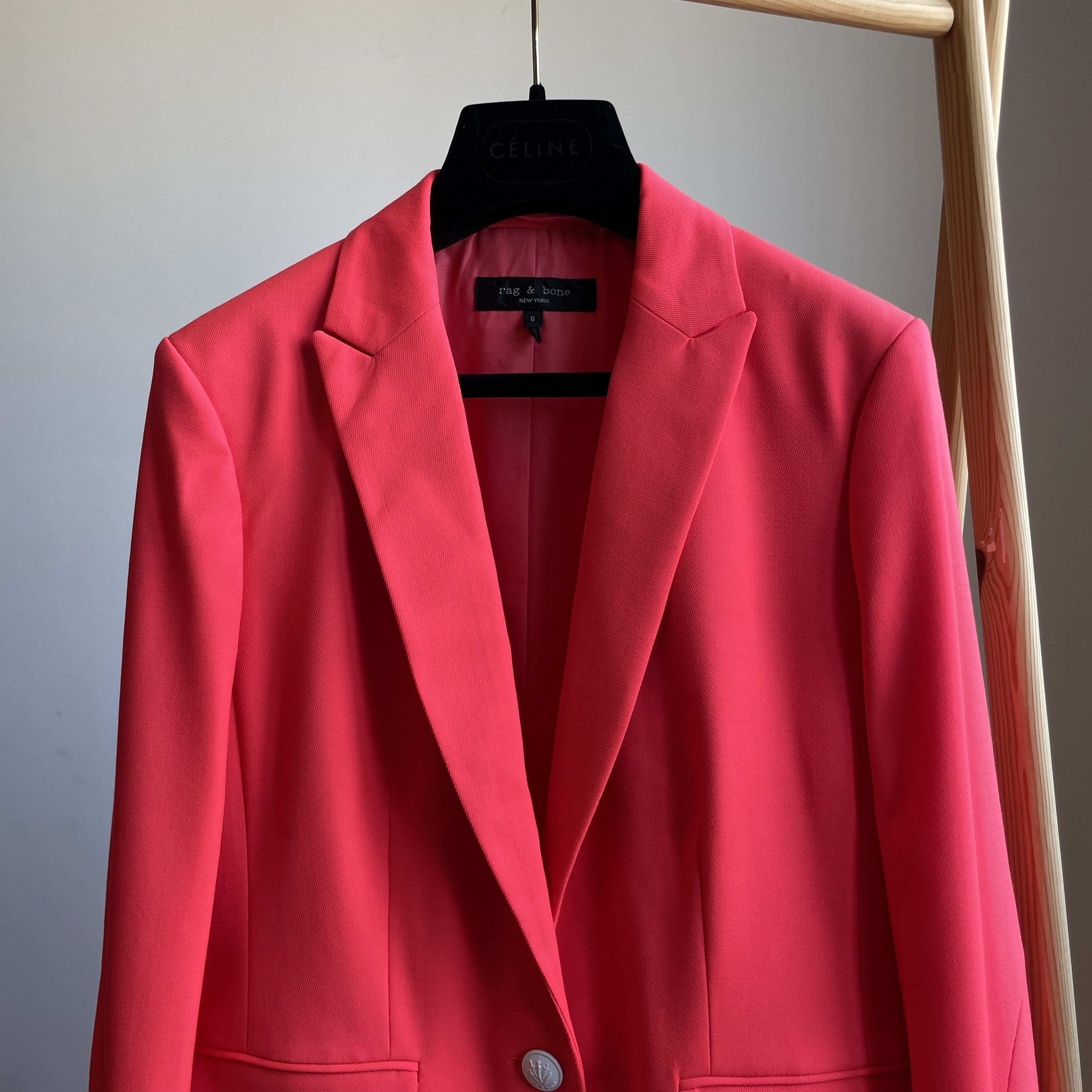 Rag & Bone Rag & Bone Womens Bright Pink Lexington Twill Blazer Size M / US 6-8 / IT 42-44 - 3 Thumbnail