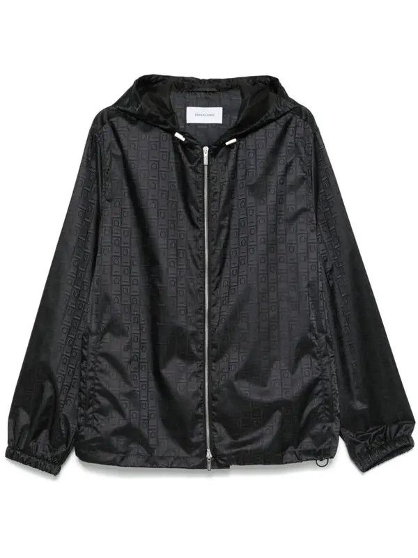 Salvatore Ferragamo o1s1rm0226 Monogram Windbreaker Jacket in Black Size US M / EU 48-50 / 2 - 1 Thumbnail