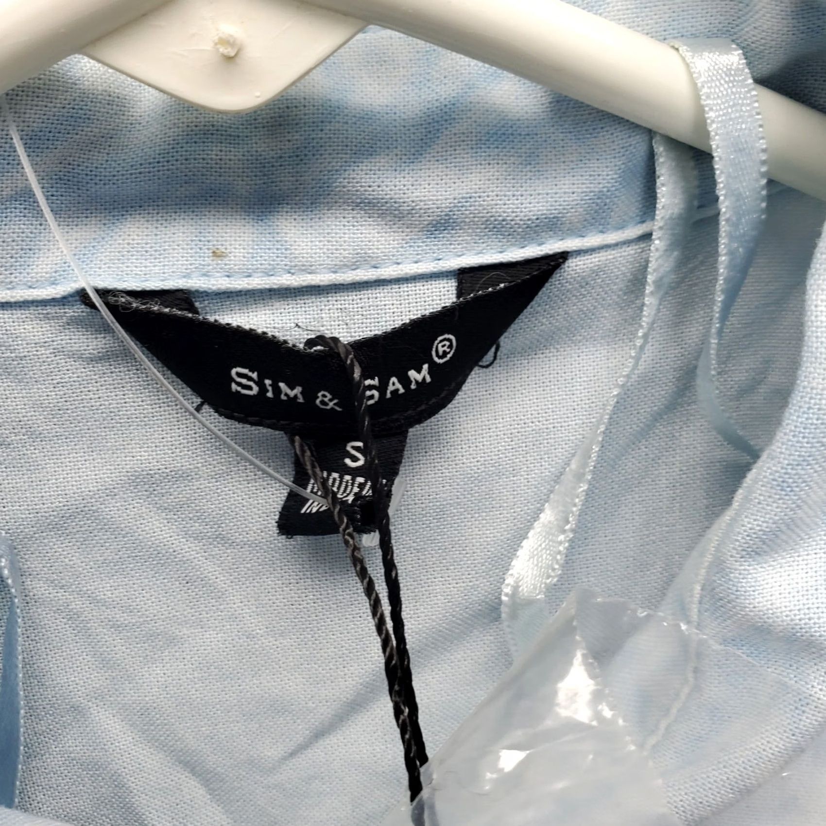 Vintage Sim & Sam Shirt Womens S Blue Short Sleeve Button Front Clear Hem Knotted Hem Cropped Casual Shirt Womens S Blue Size S / US 4 / IT 40 - 6 Thumbnail