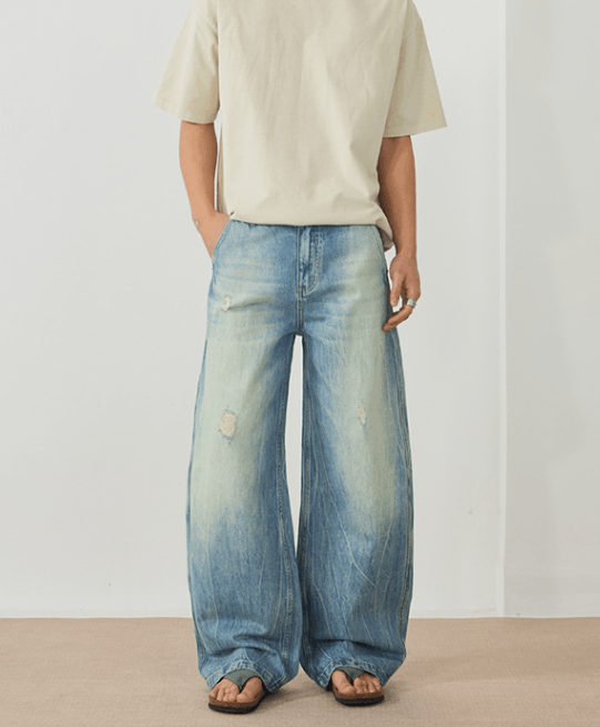 Japanese Brand × Jean Men's lightning pattern street baggy ripped scimitar jeans Size US 32 / EU 48 - 1 Thumbnail