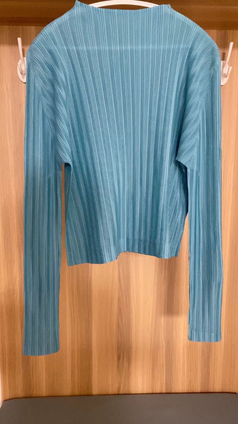 Issey Miyake Issey Miyake size:3 Blue pleated long-sleeved shirt Size S / US 4 / IT 40 - 1 Thumbnail