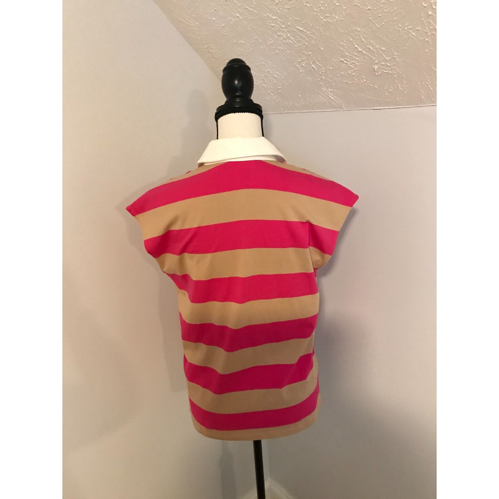 Anthropologie Anthropologie Maeve Porter Striped Sleeveless Pink Tan Polo Size XS / US 0-2 / IT 36-38 - 3 Thumbnail