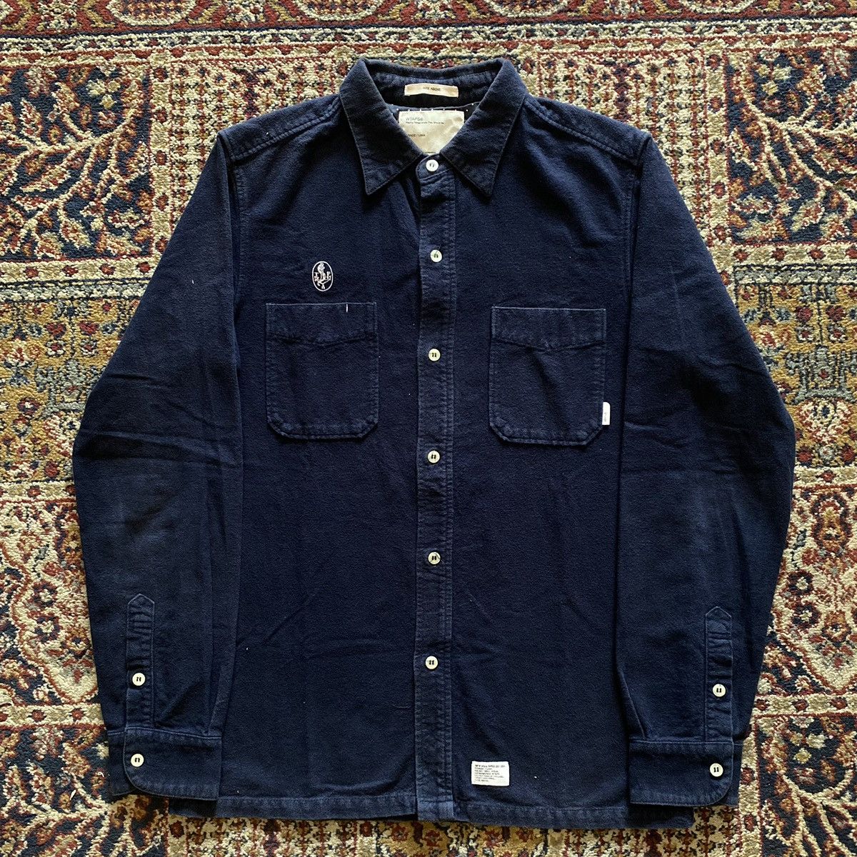 image of Vintage x Wtaps Rise Above Flannel Shirt in Navy, Men's (Size Large)